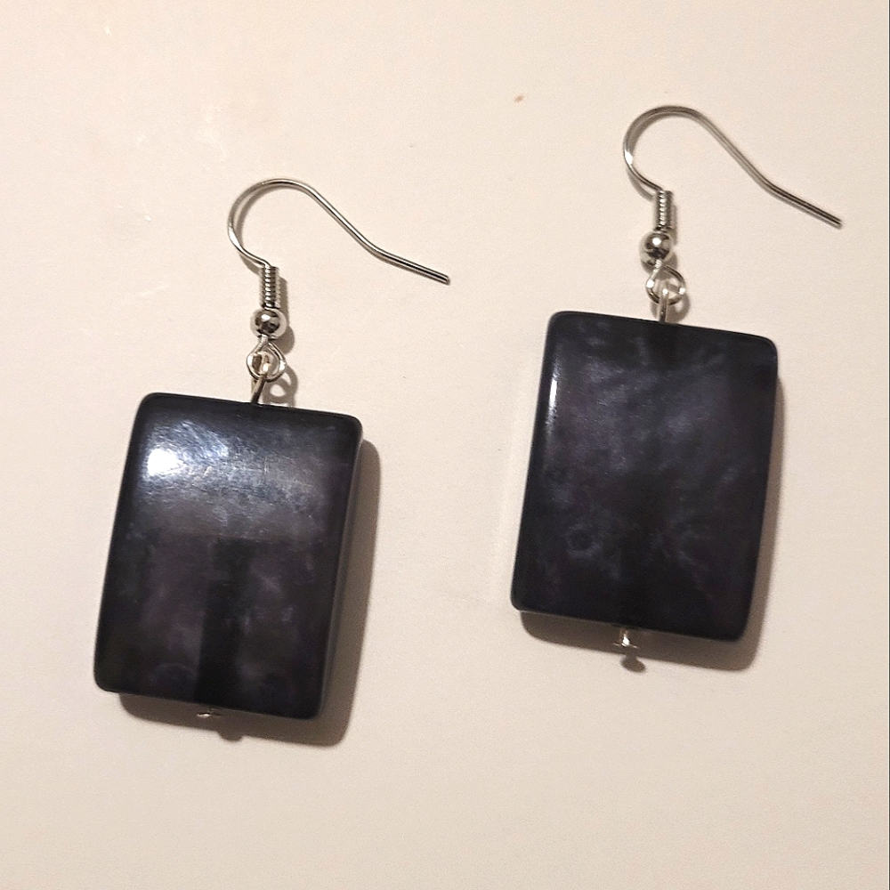 Gray Rectangular Acrylic Earrings
